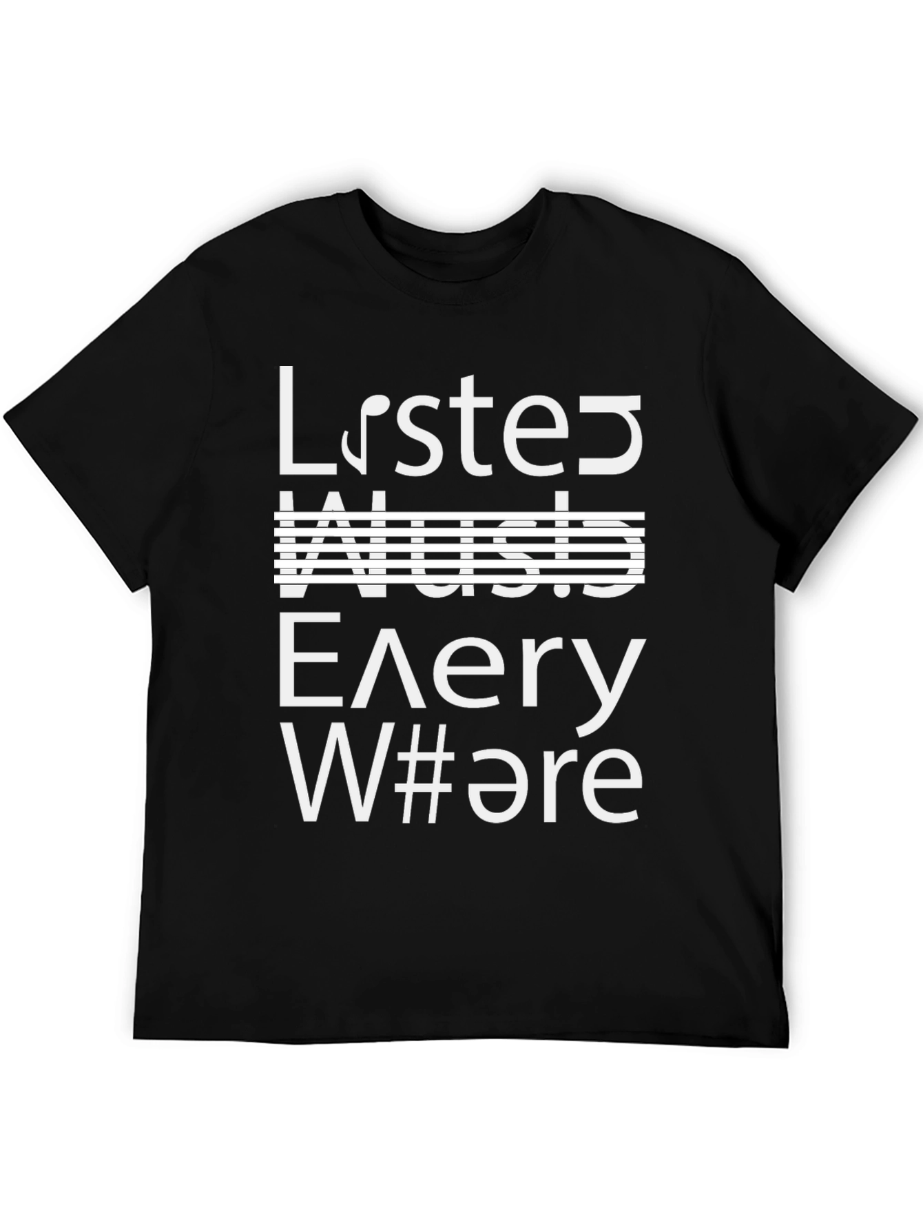 Listen Music Everywhere Black Graphic Tee