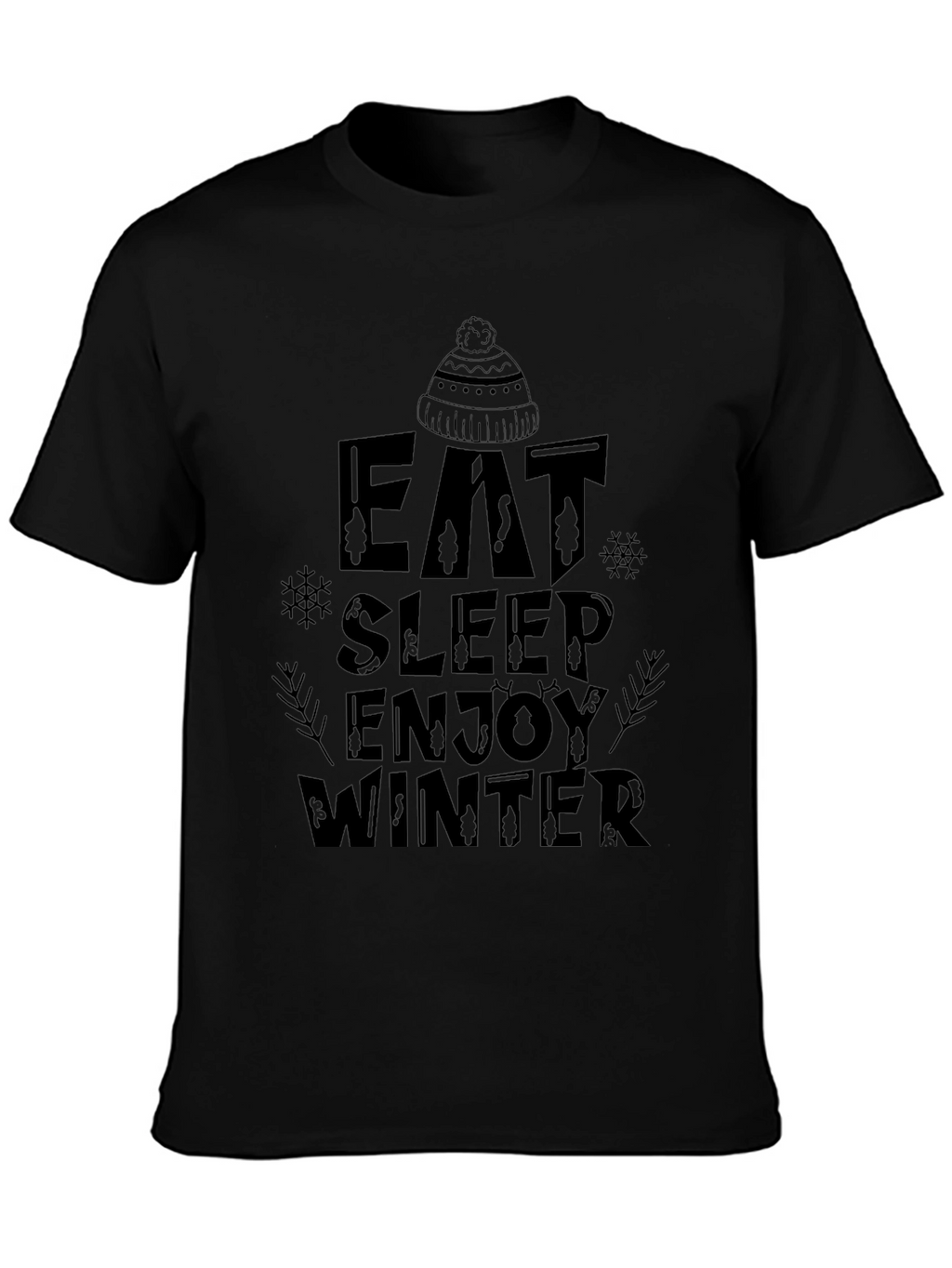 Eat Sleep Enjoy Winter Graphic Tee - Black