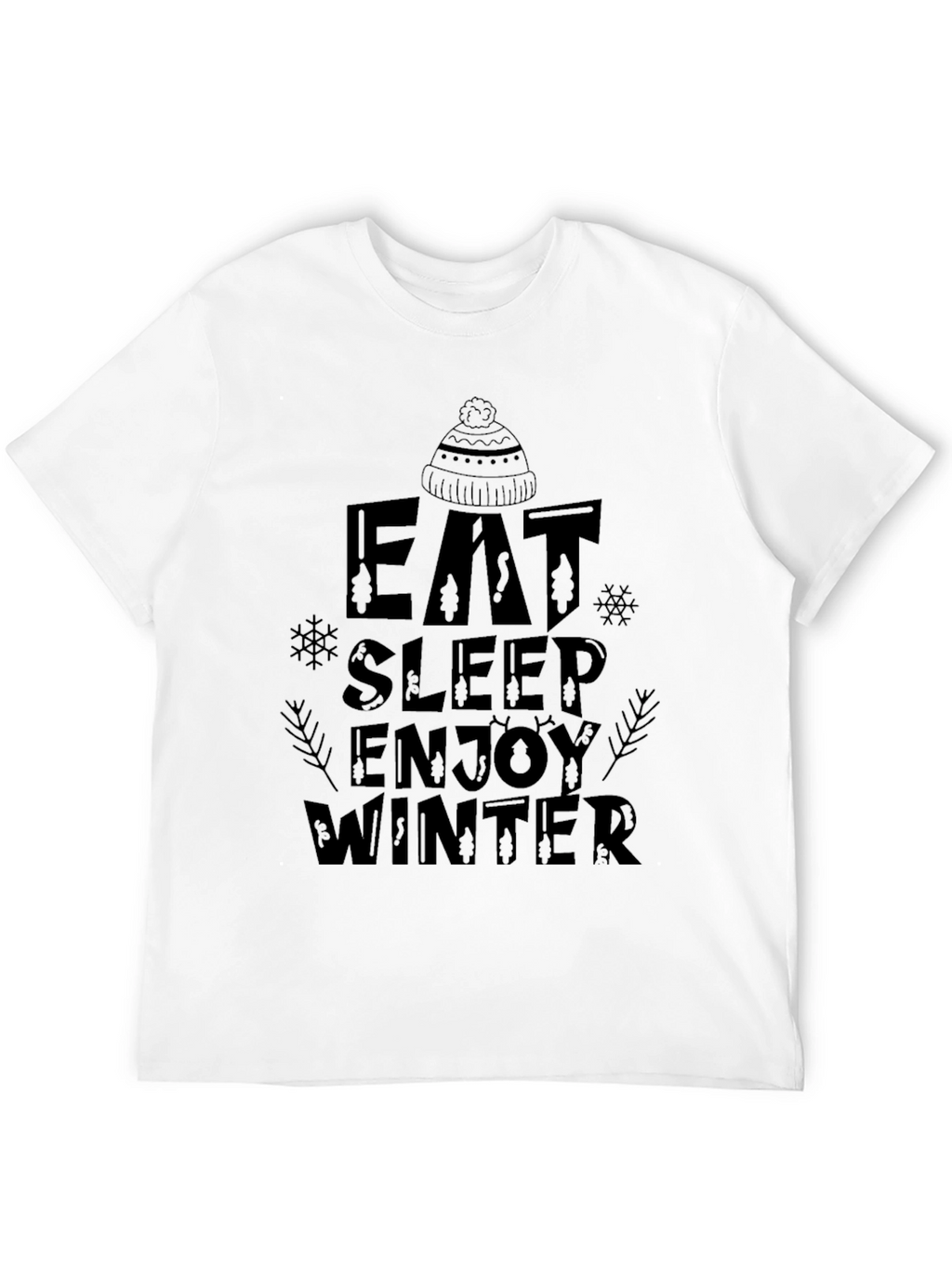 Eat Sleep Enjoy Winter Graphic Tee - Black