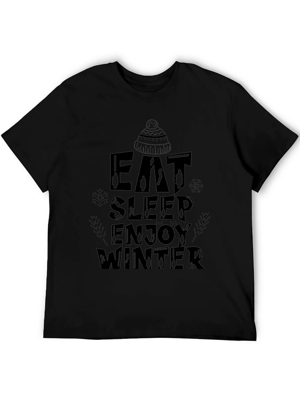 Eat Sleep Enjoy Winter Graphic Tee - Black