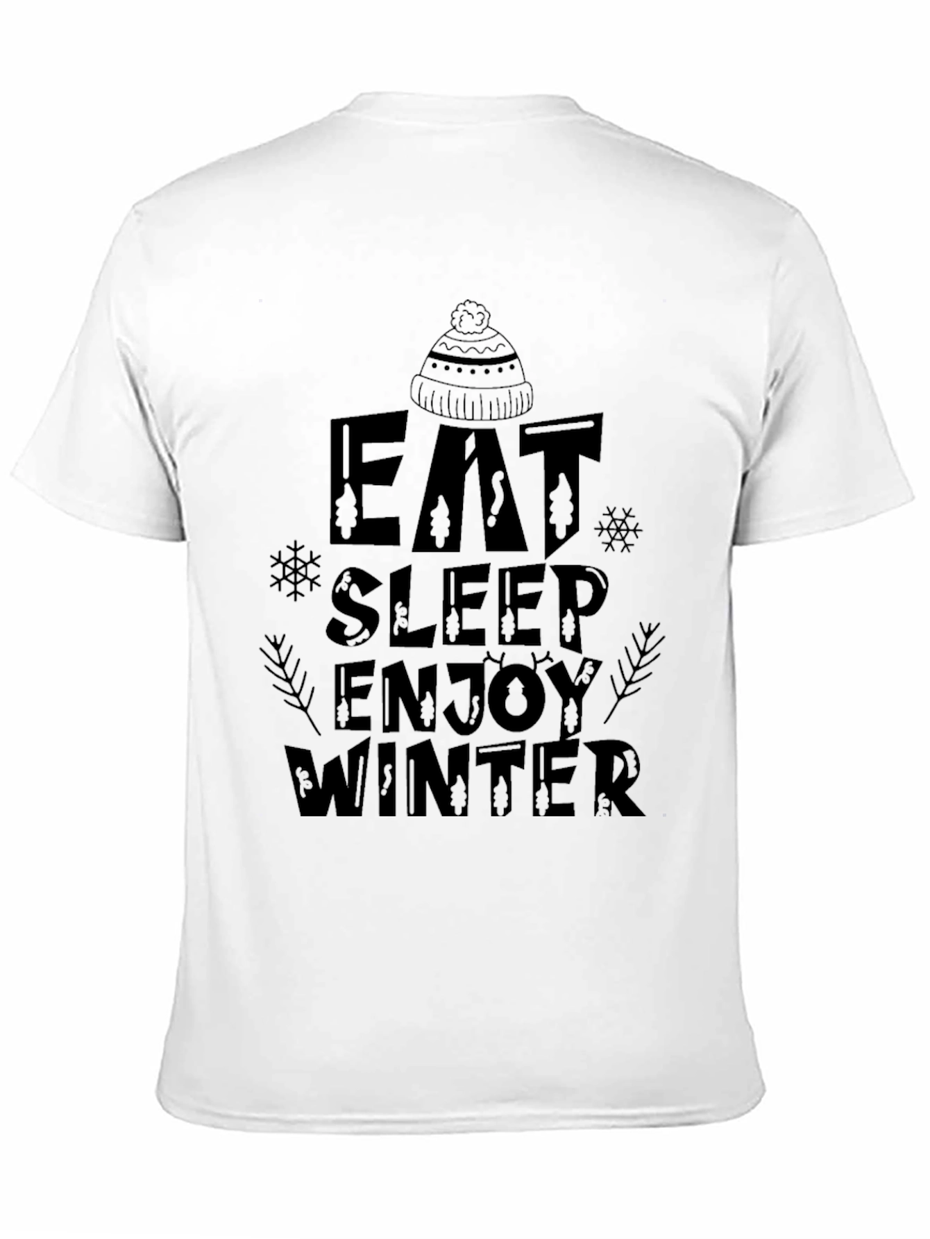 Eat Sleep Enjoy Winter Graphic Tee - Black