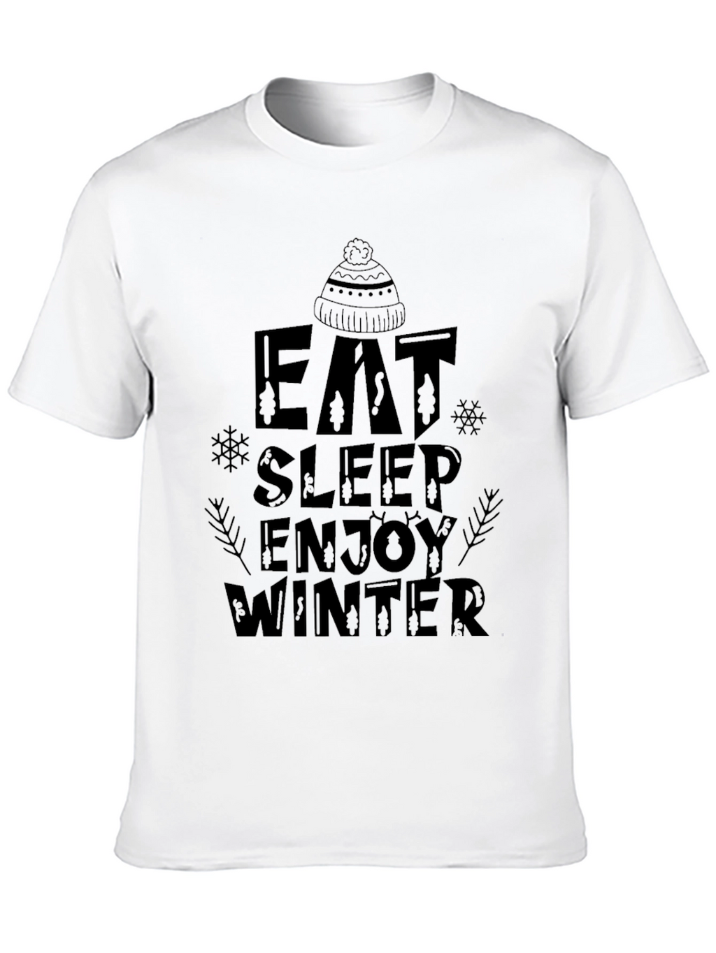 Eat Sleep Enjoy Winter Graphic Tee - Black