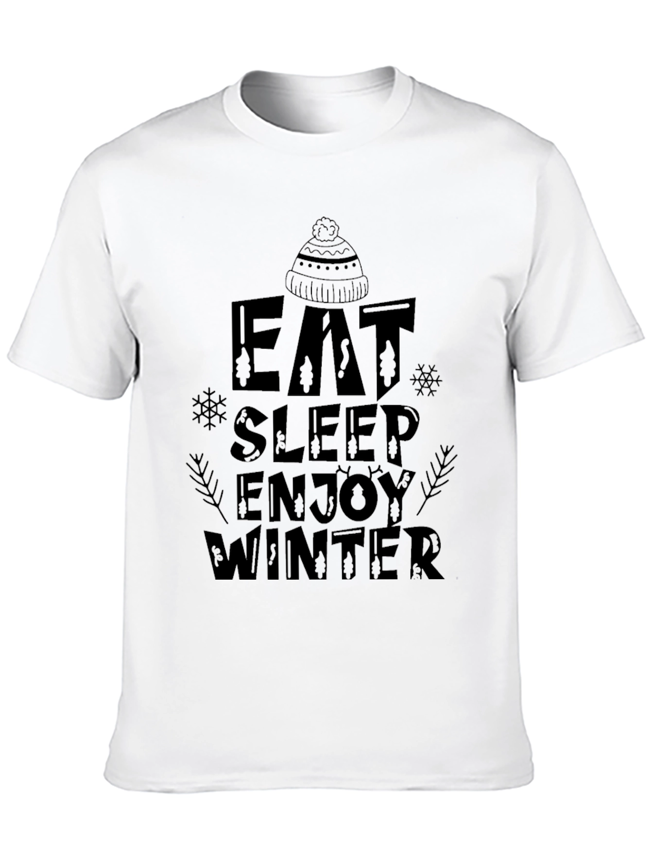 Eat Sleep Enjoy Winter Graphic Tee - Black