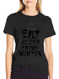Eat Sleep Enjoy Winter Graphic Tee - Black