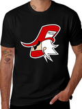 Cartoon Press Hat Man Black T-Shirt