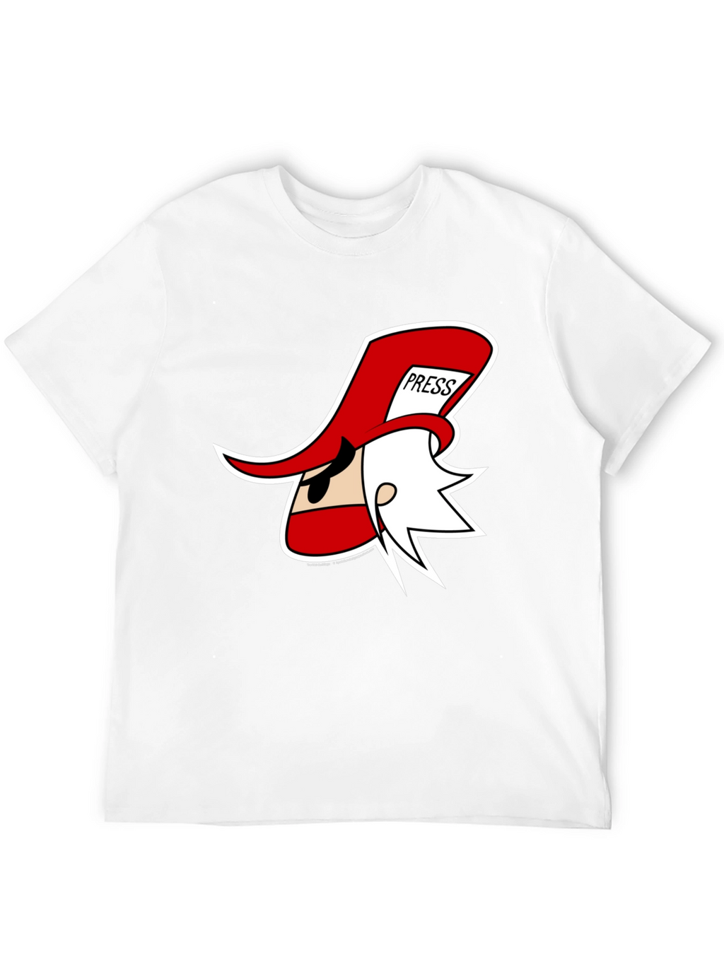 Cartoon Press Hat Man Black T-Shirt
