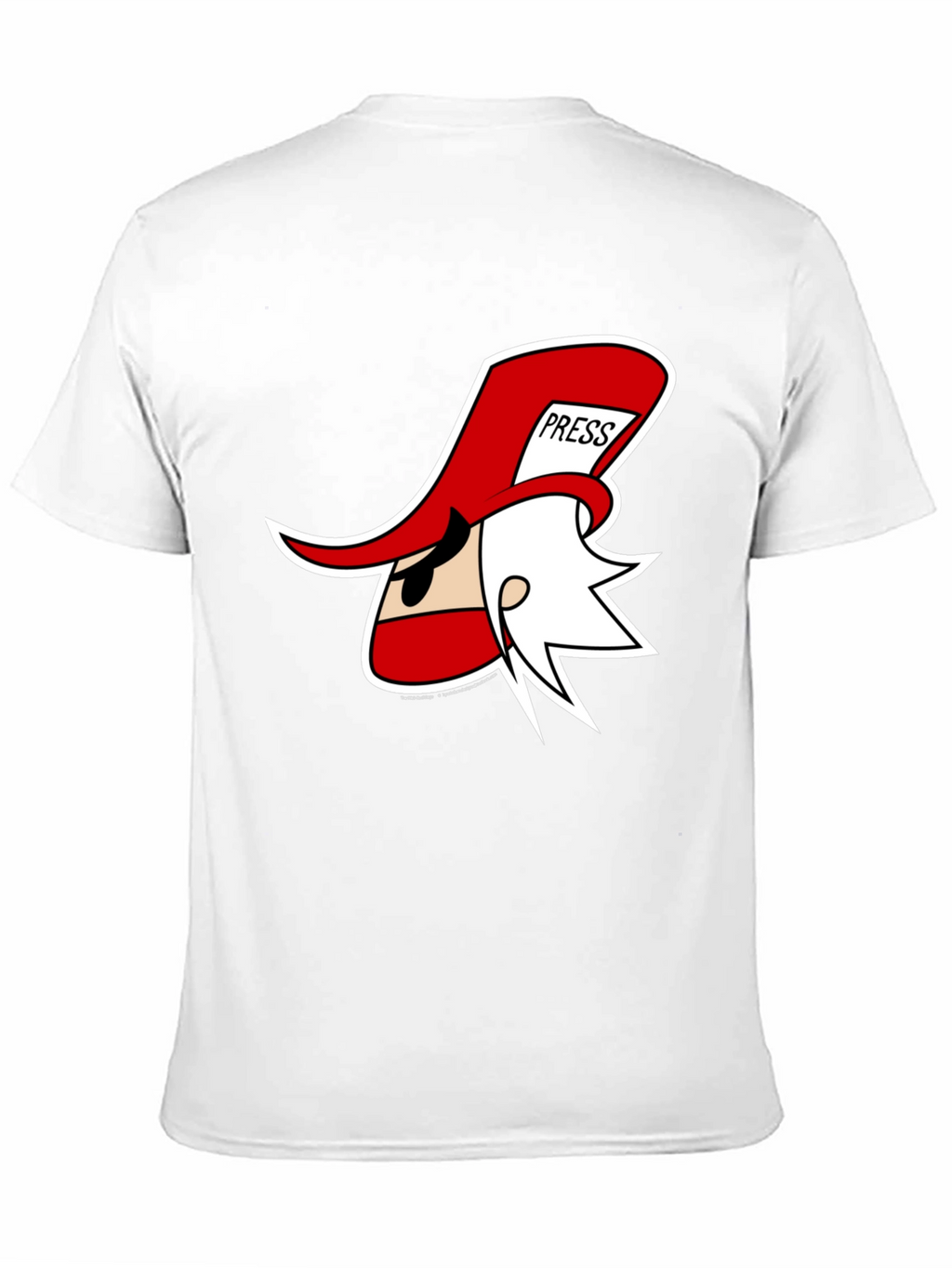 Cartoon Press Hat Man Black T-Shirt