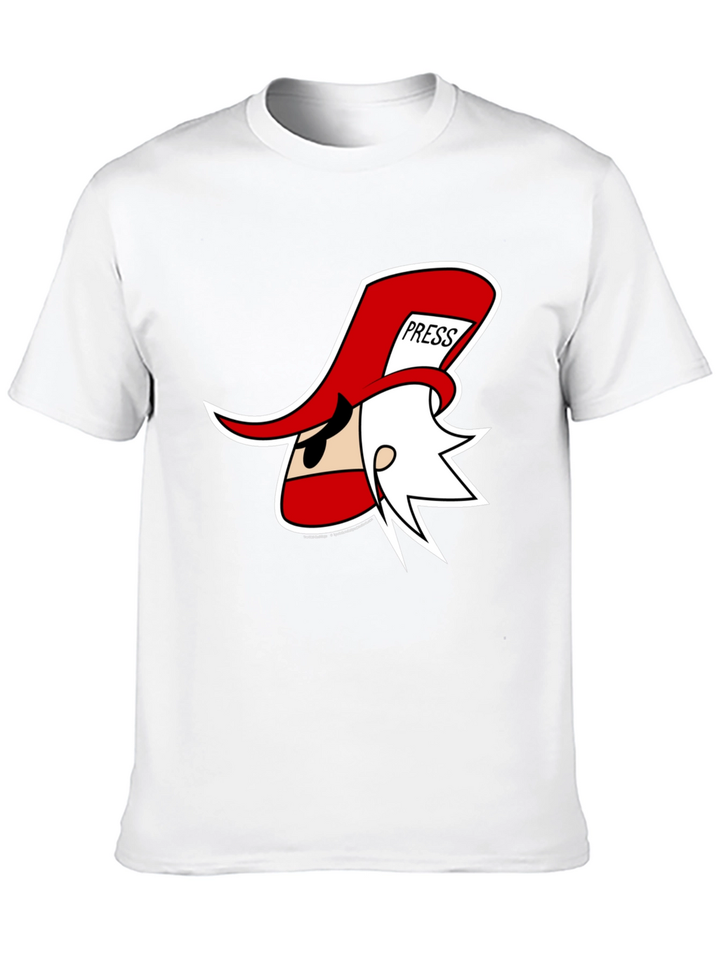 Cartoon Press Hat Man Black T-Shirt