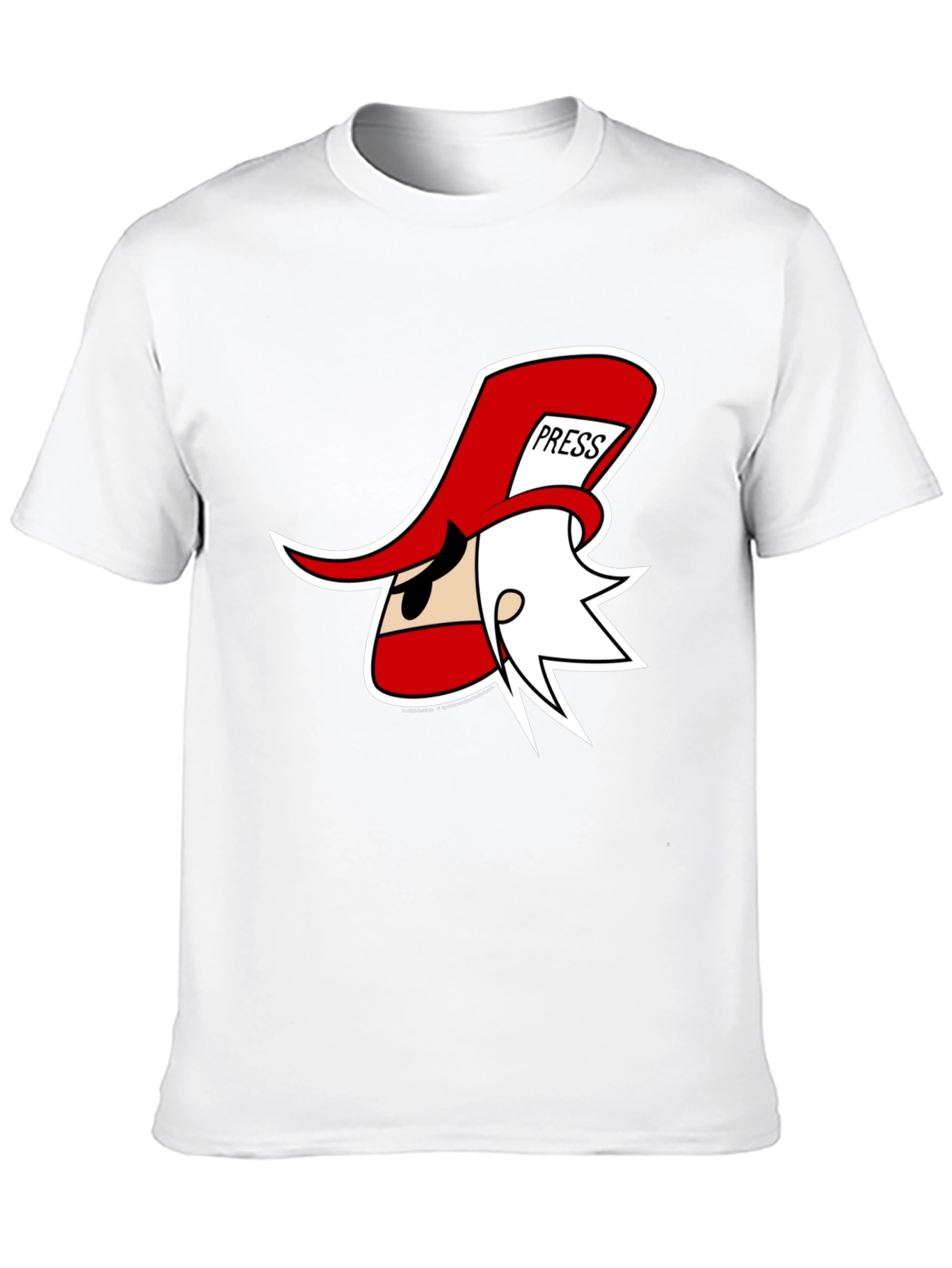 Cartoon Press Hat Man Black T-Shirt