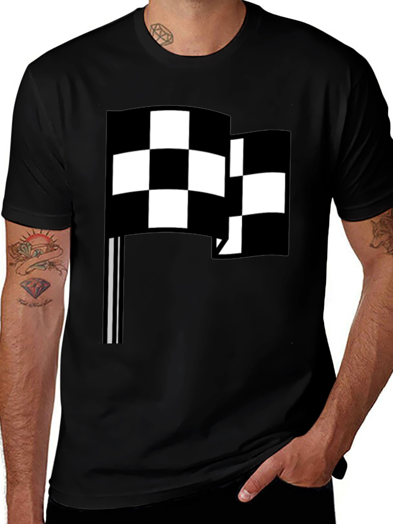 Checkered Flag Graphic Tee - Racing Fan Style