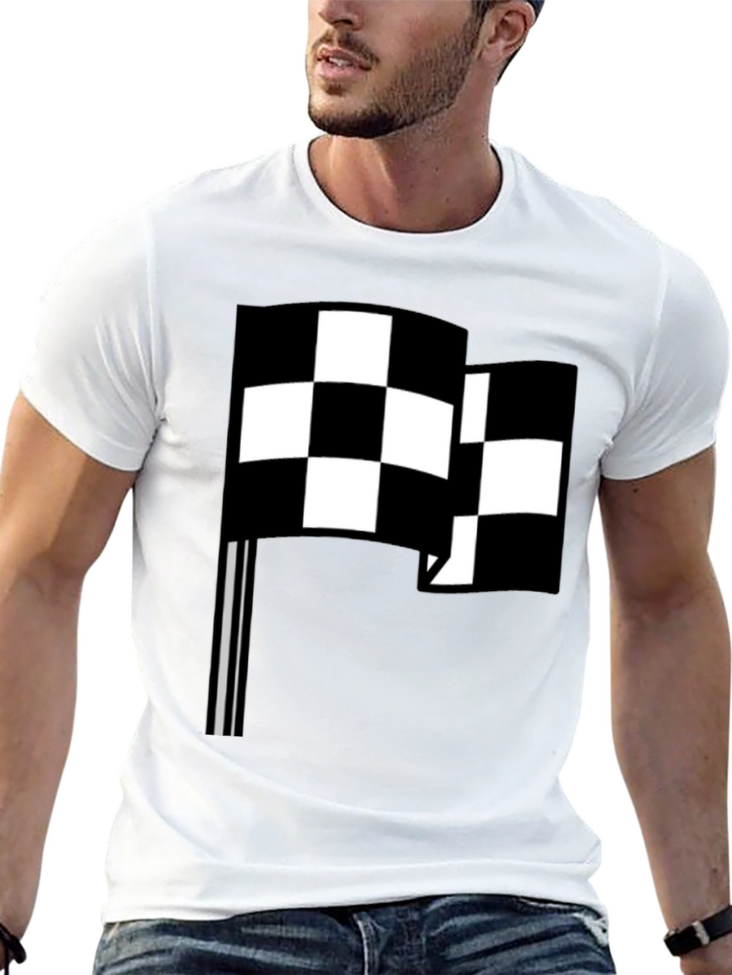 Checkered Flag Graphic Tee - Racing Fan Style