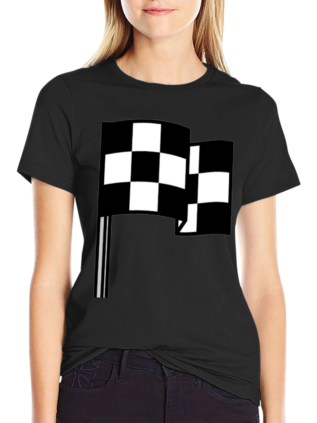 Checkered Flag Graphic Tee - Racing Fan Style