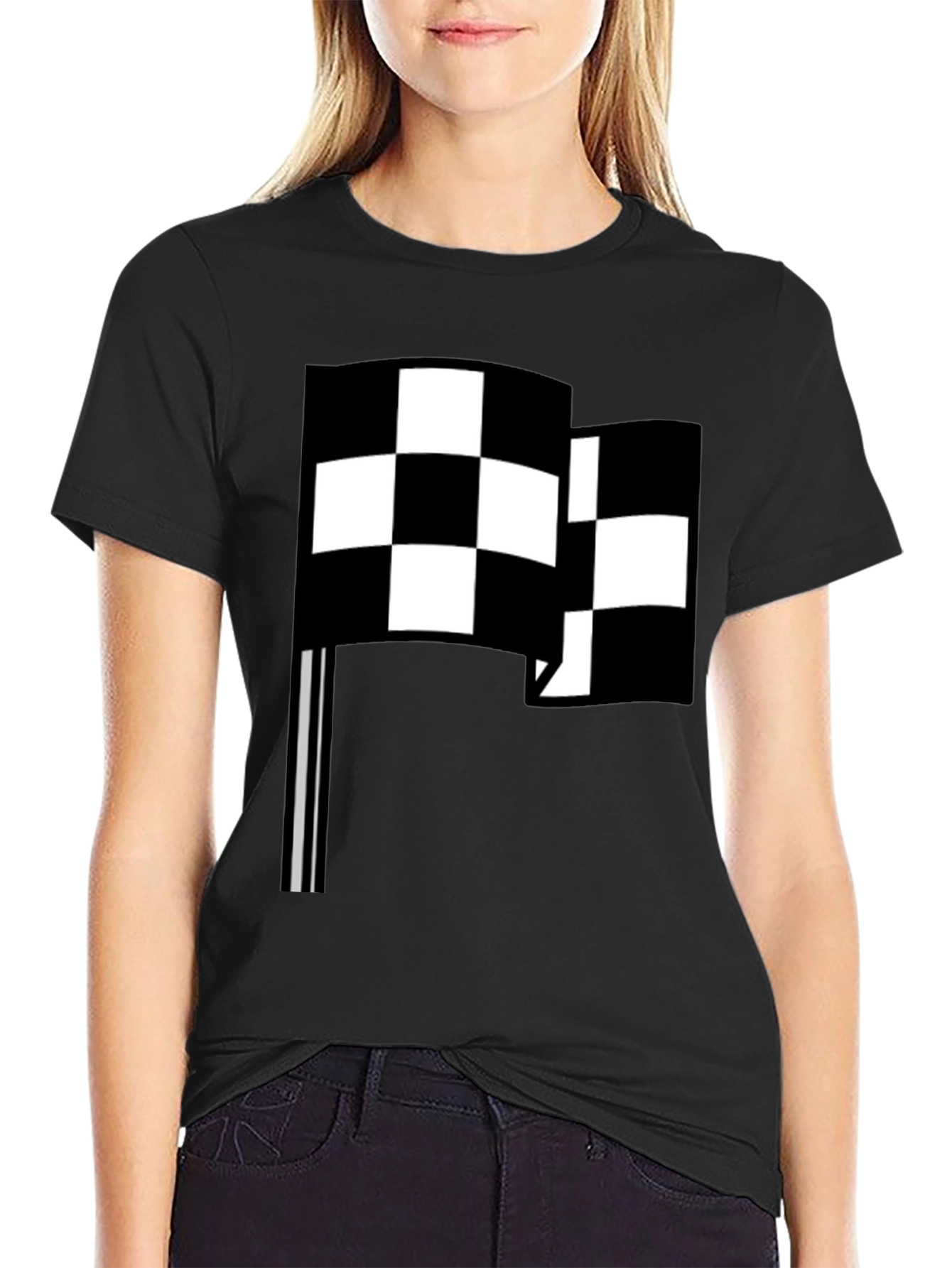 Checkered Flag Graphic Tee - Racing Fan Style