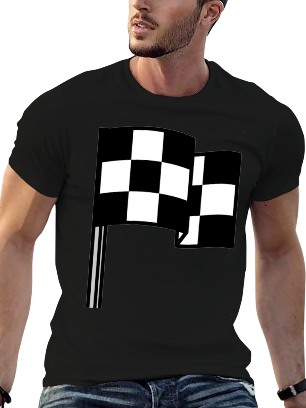 Checkered Flag Graphic Tee - Racing Fan Style