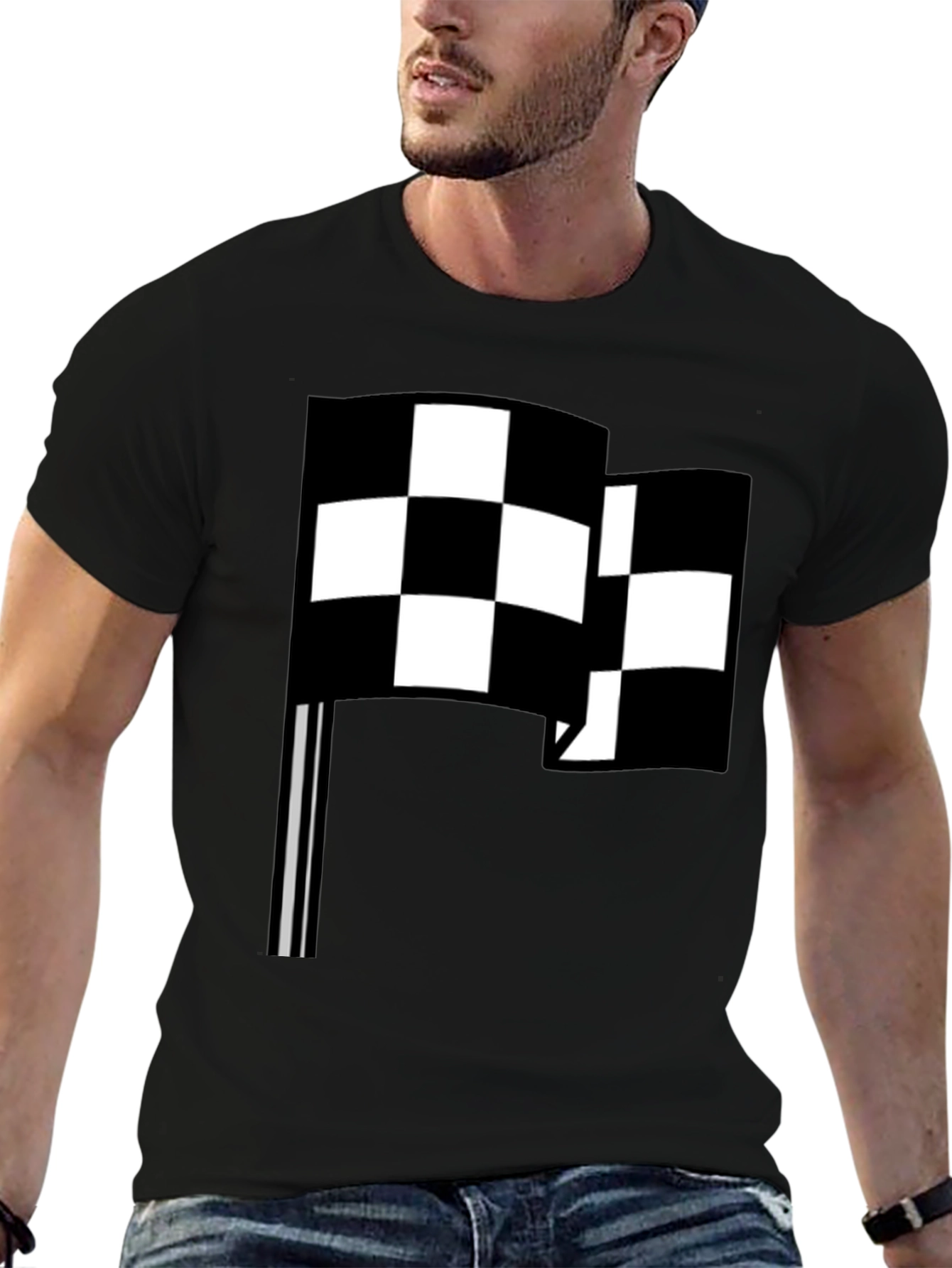 Checkered Flag Graphic Tee - Racing Fan Style