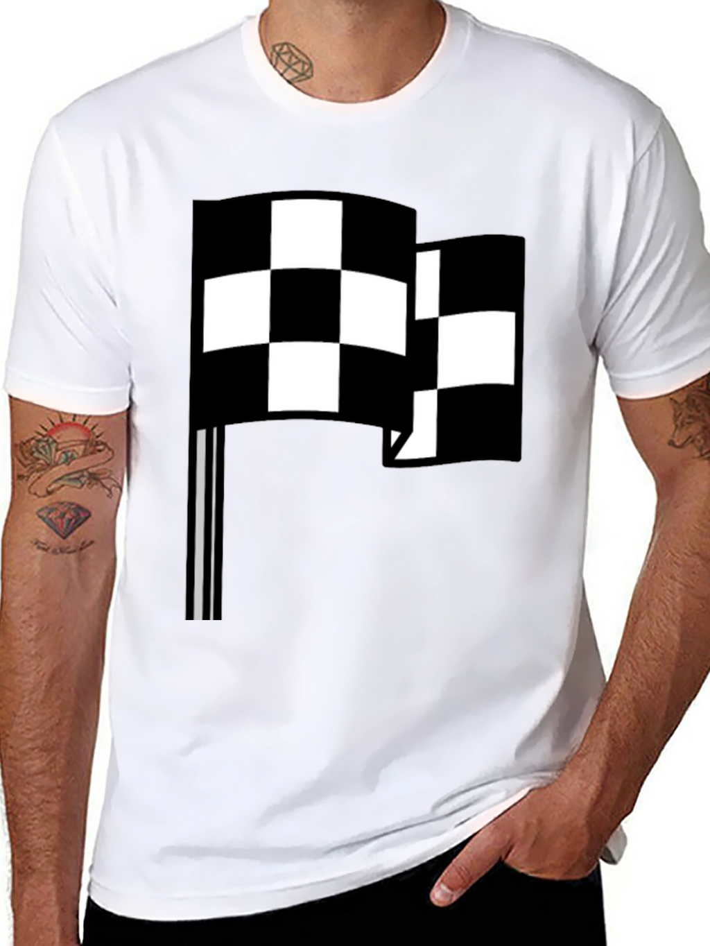 Checkered Flag Graphic Tee - Racing Fan Style