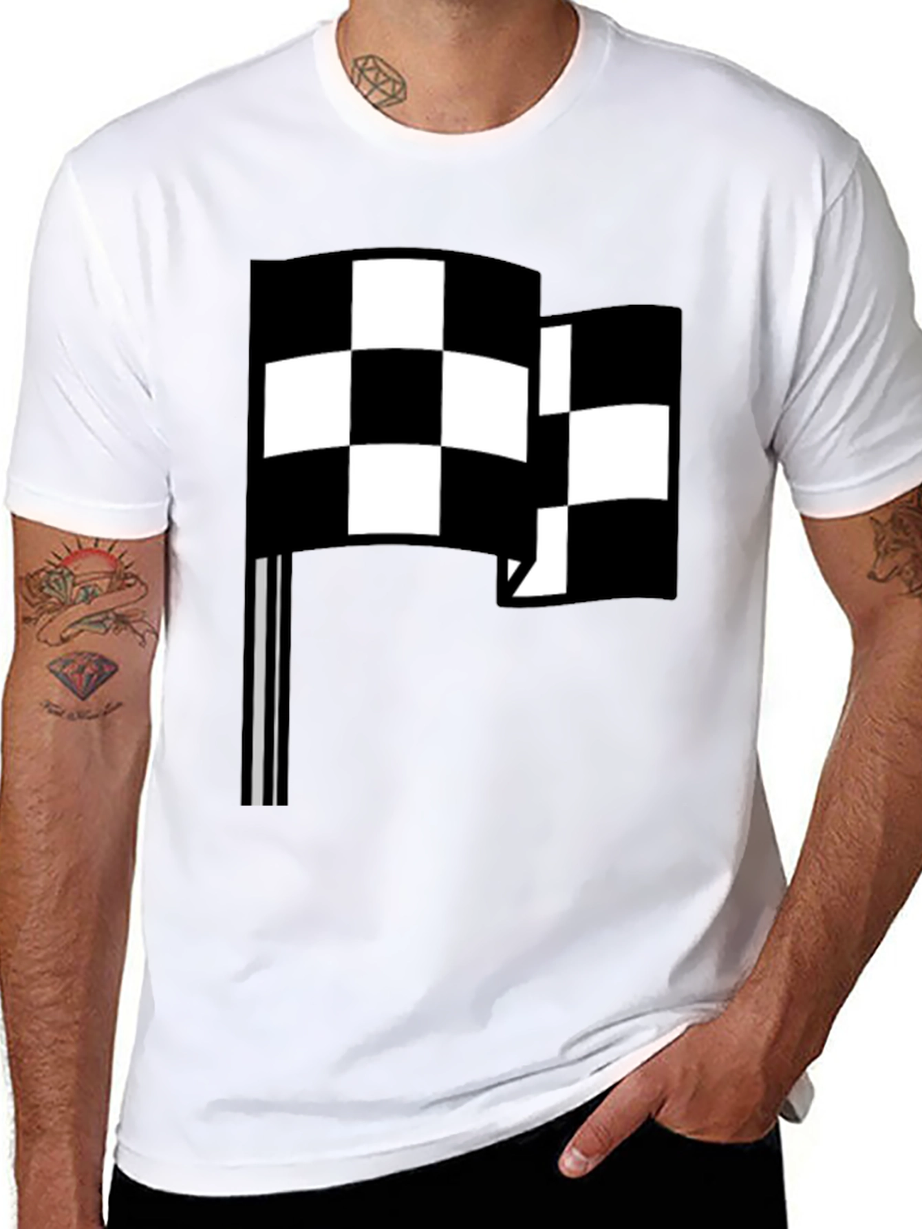 Checkered Flag Graphic Tee - Racing Fan Style