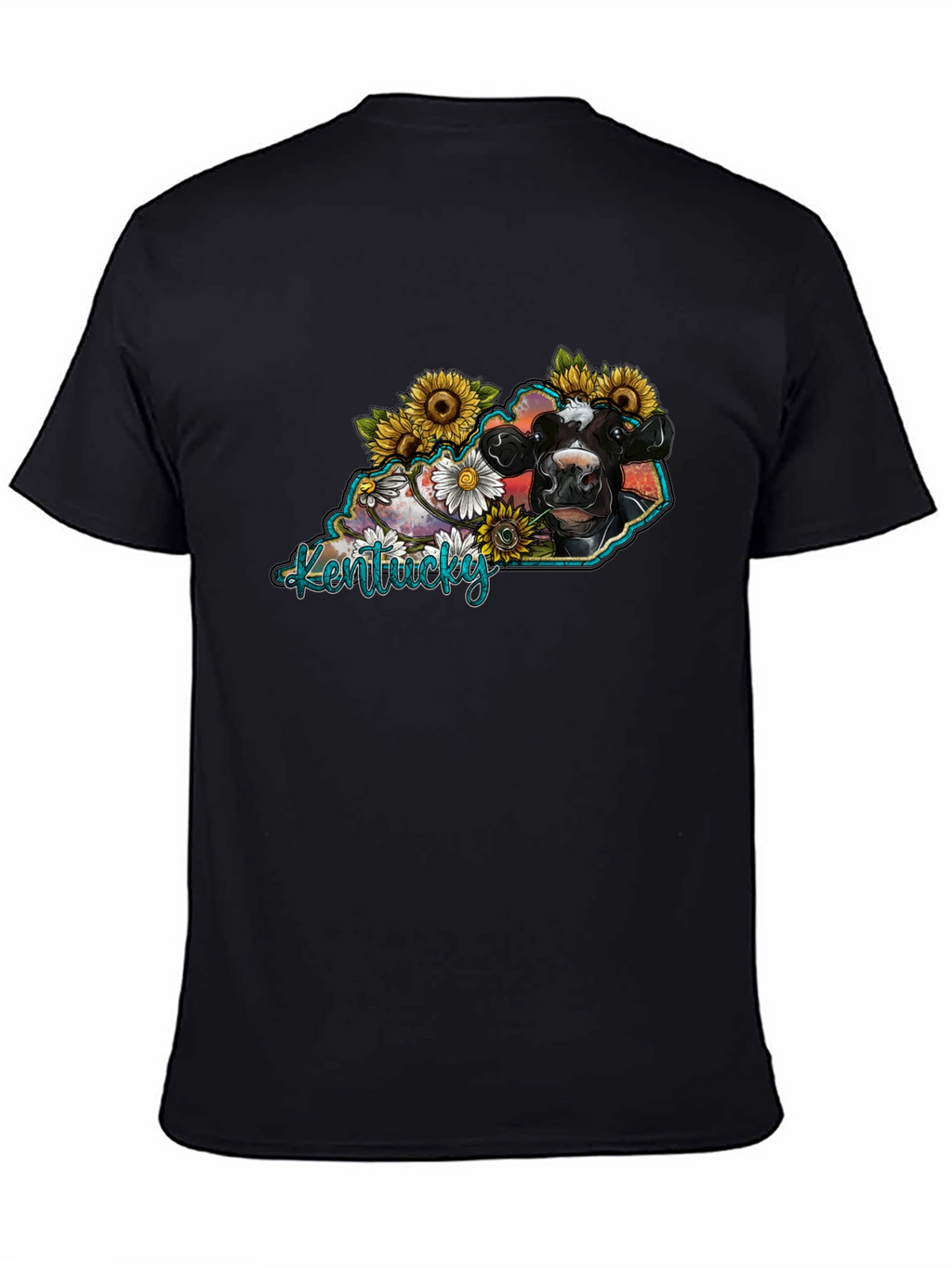 Kentucky Cow Sunflower Graphic T-Shirt