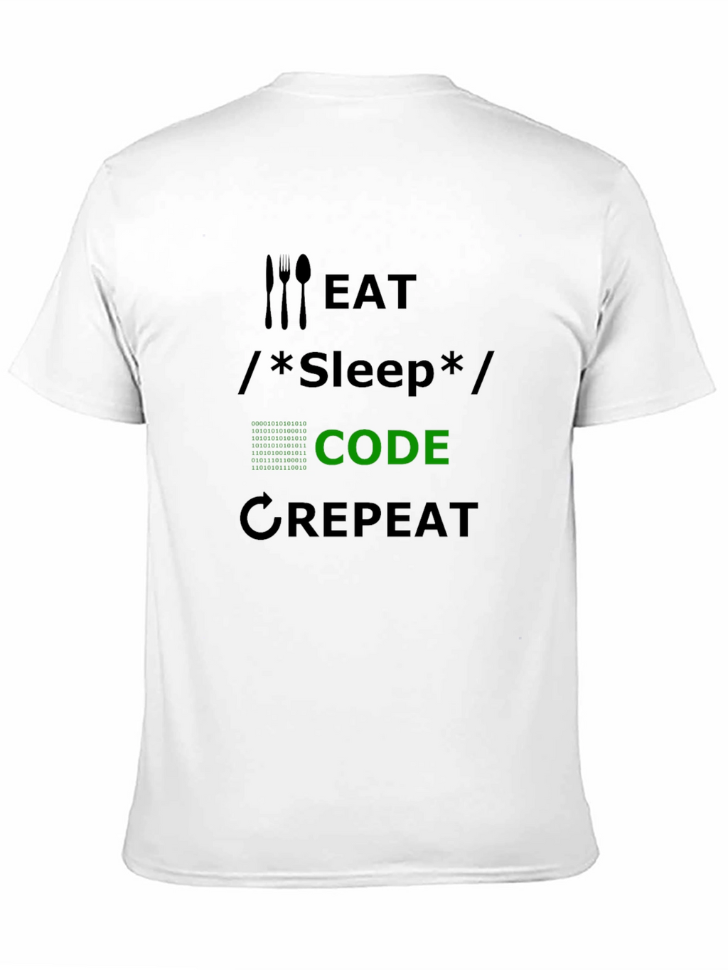 Eat Sleep Code Repeat Black T-Shirt Coder Programmer Tee