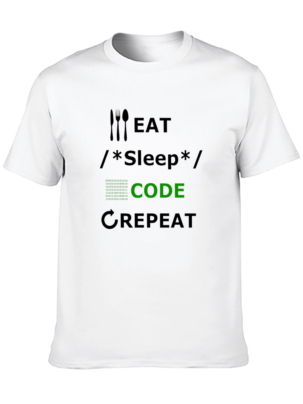 Eat Sleep Code Repeat Black T-Shirt Coder Programmer Tee