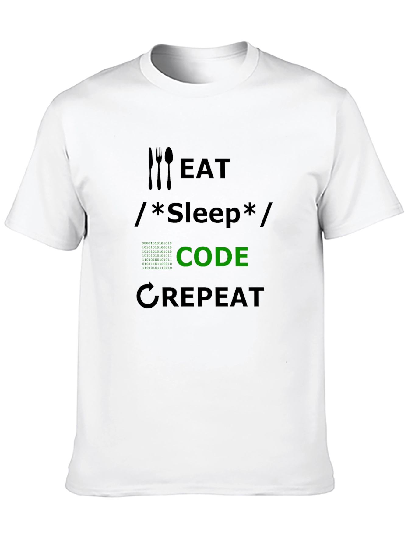 Eat Sleep Code Repeat Black T-Shirt Coder Programmer Tee