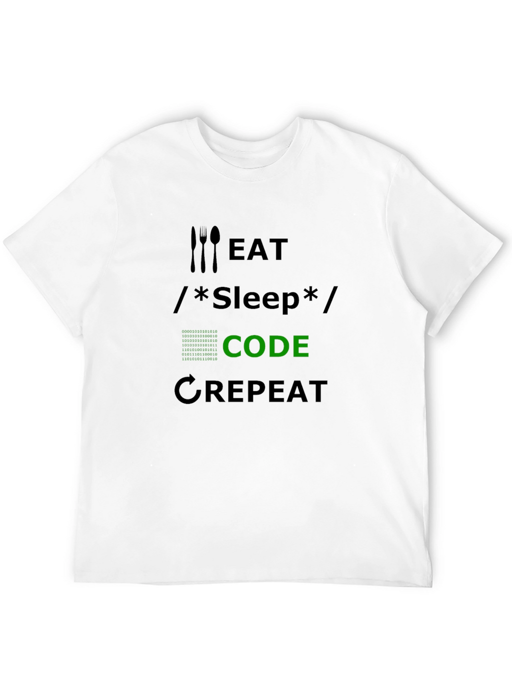 Eat Sleep Code Repeat Black T-Shirt Coder Programmer Tee