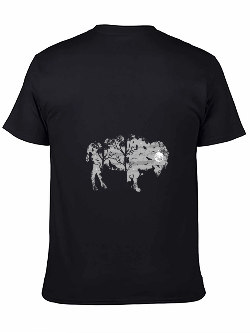 Mens Black Graphic T-Shirt - Wildlife Silhouette