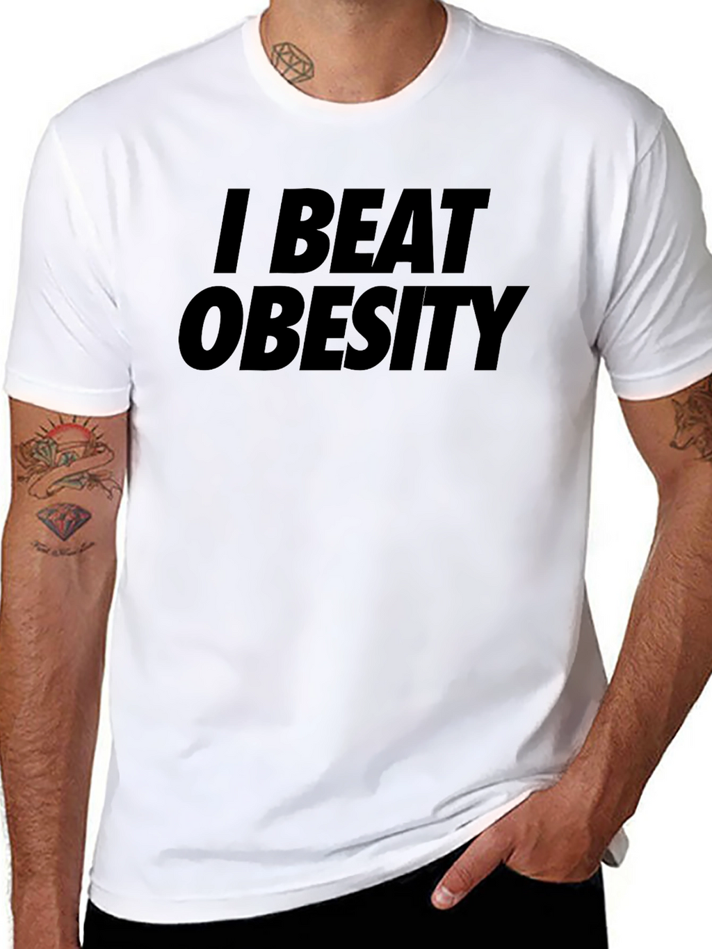 I Beat Obesity Graphic T-Shirt