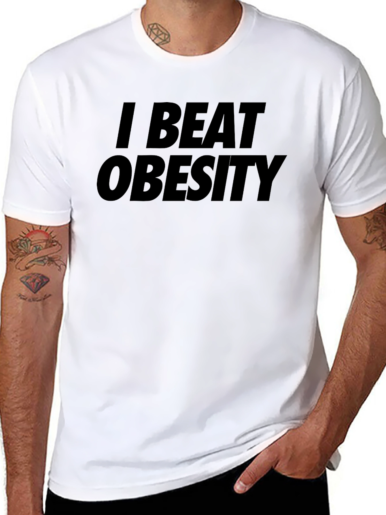 I Beat Obesity Graphic T-Shirt