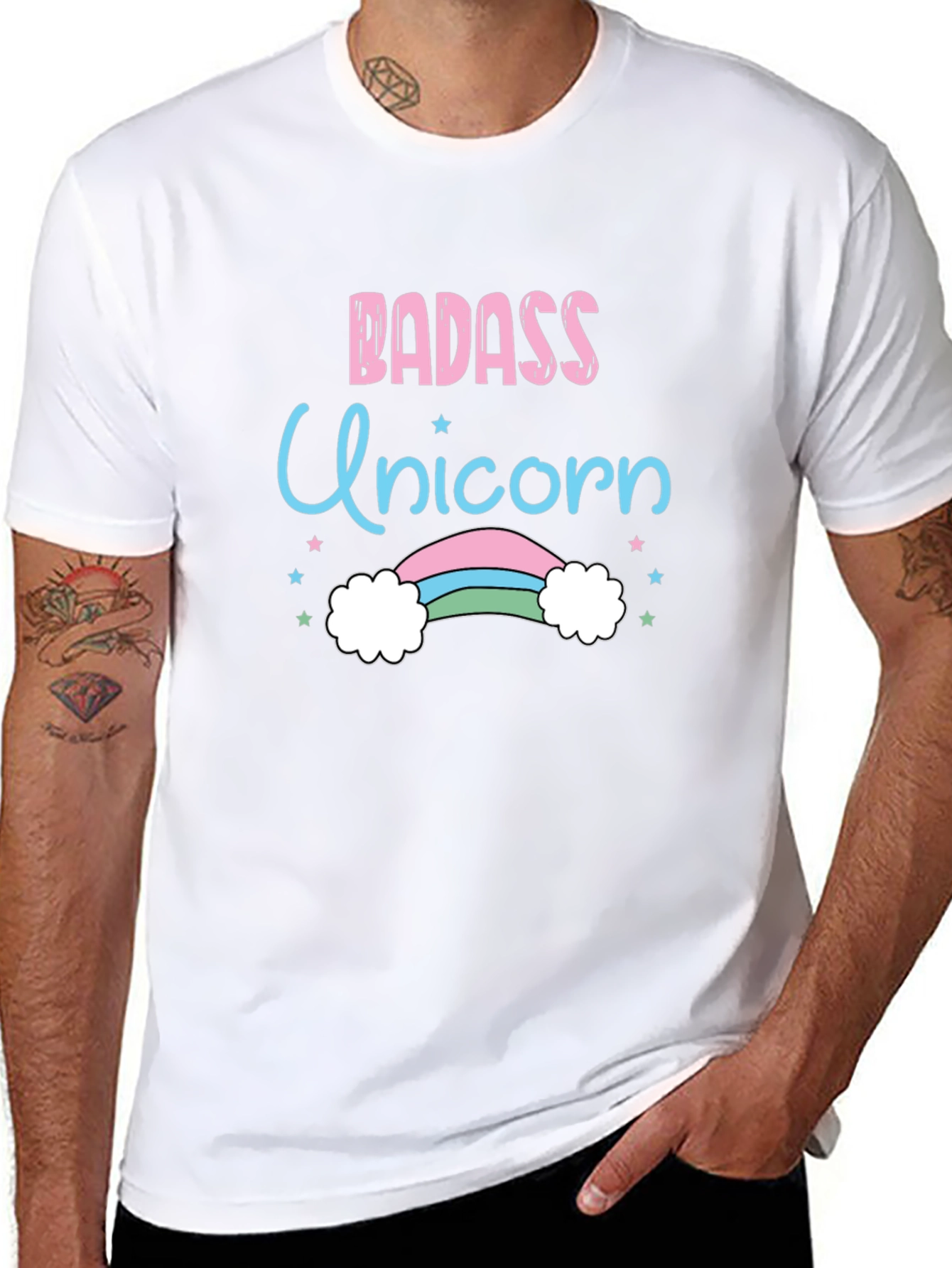 Badass Unicorn Graphic Tee - Black Cotton T-Shirt