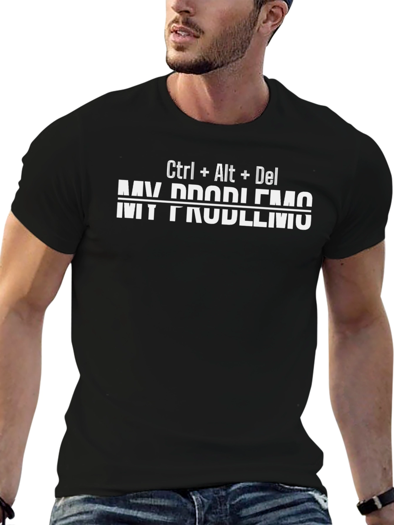 Ctrl+Alt+Del My Problems Black Graphic T-Shirt