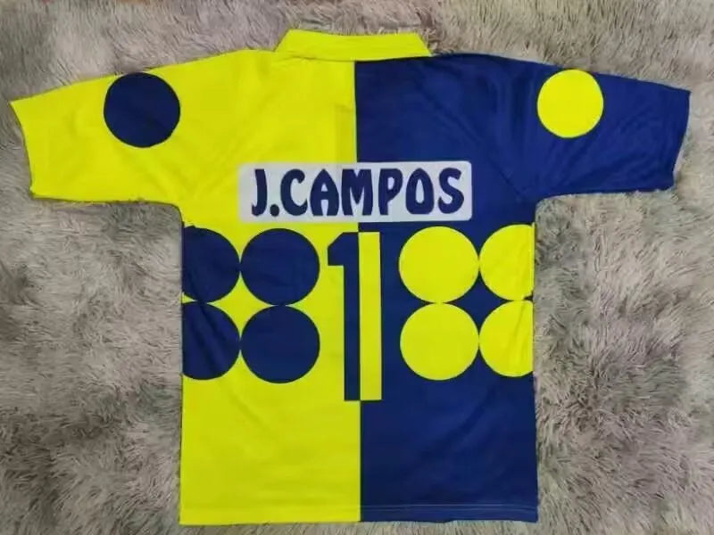 Mexico Yellow Blue Campos #1 Retro Soccer Jersey Detail 1