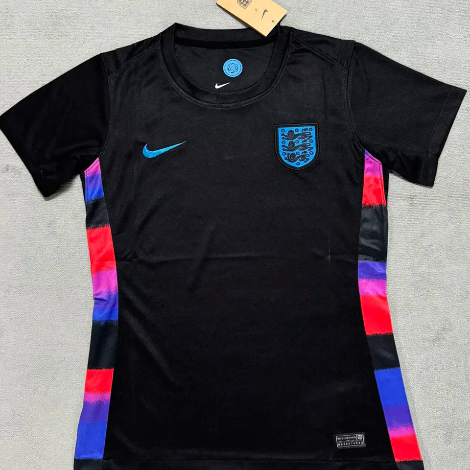 2025/26 England Away Black Women Soccer Jersey 女 Front