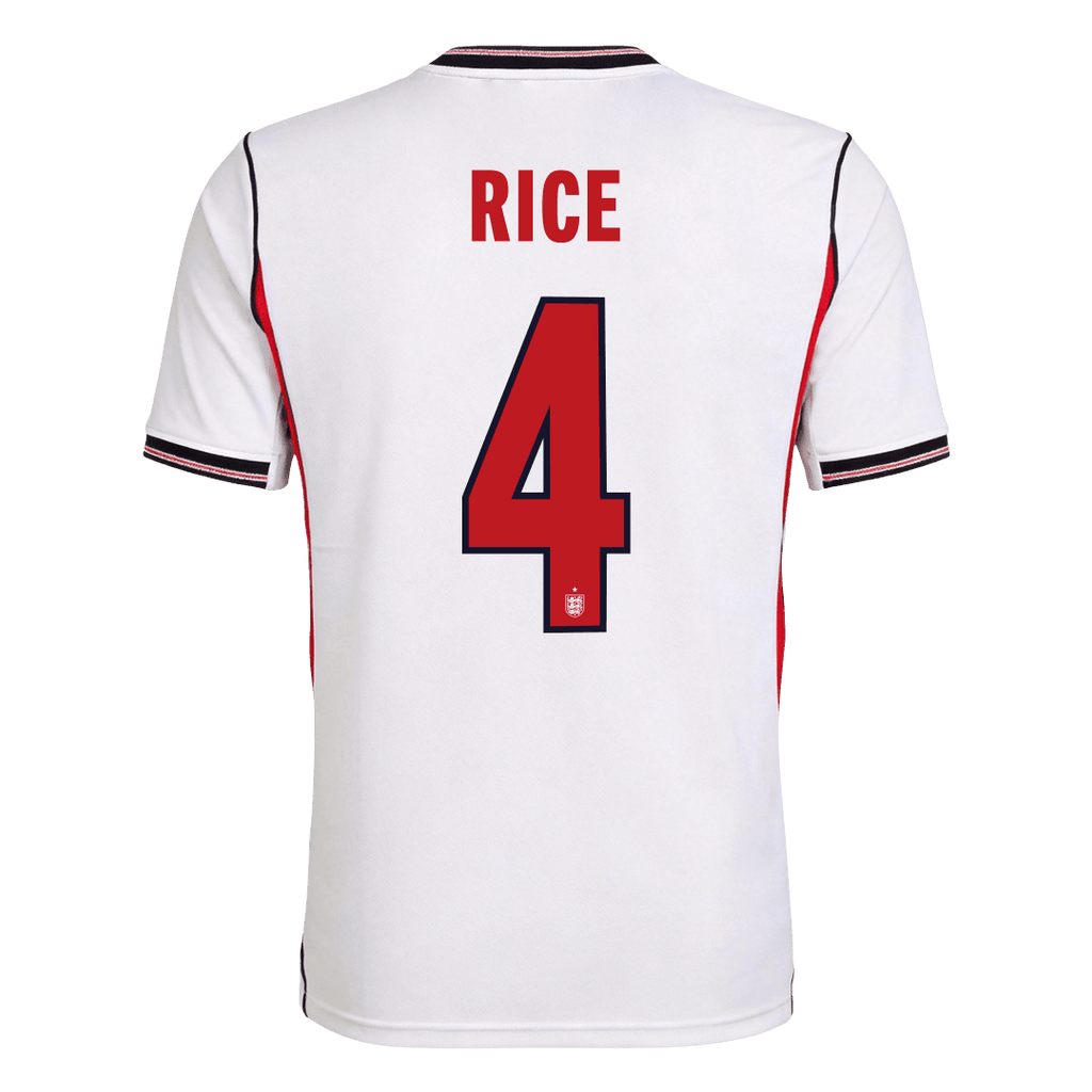 RICE #4 England Home Soccer Jersey World Cup 2026 White Back