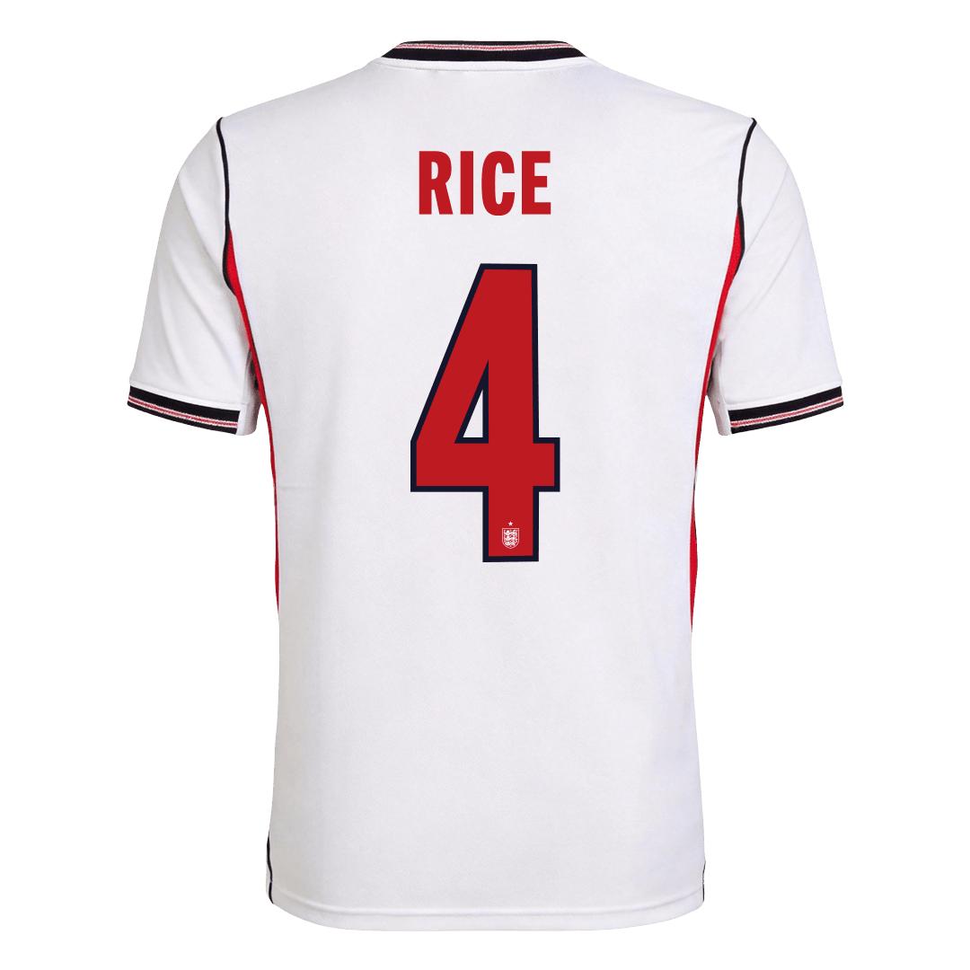 RICE #4 England Home Soccer Jersey World Cup 2026 White Back