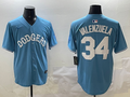 Men's Los Angeles Dodgers Fernando Valenzuela #34 Light Blue Limited Player Jerseys