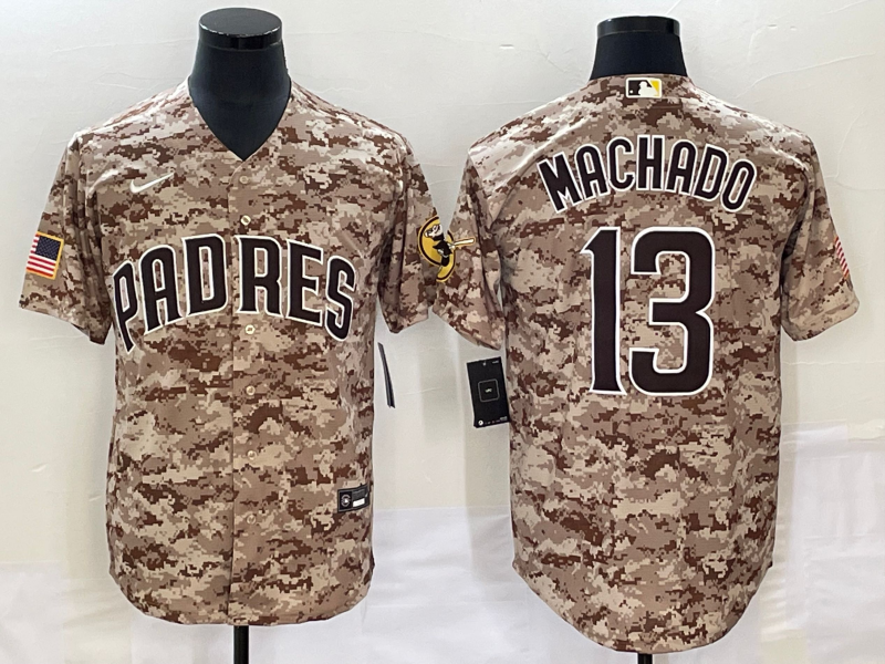 Men's San Diego Padres Manny Machado #13 Camo USMC Alternate Replica Player Jerseys