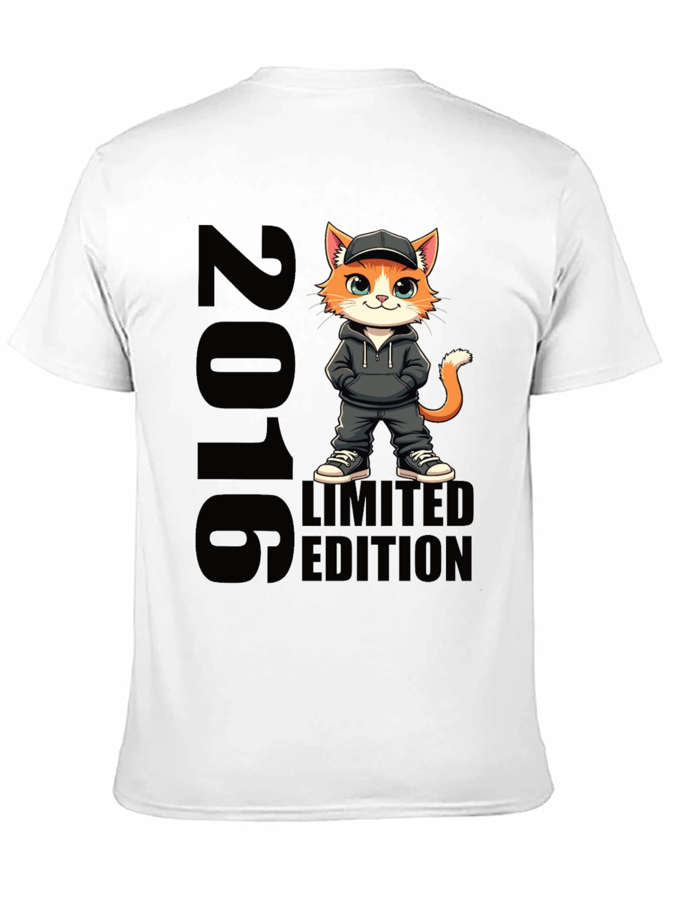 Limited Edition 2016 Cat Cartoon Black T-Shirt