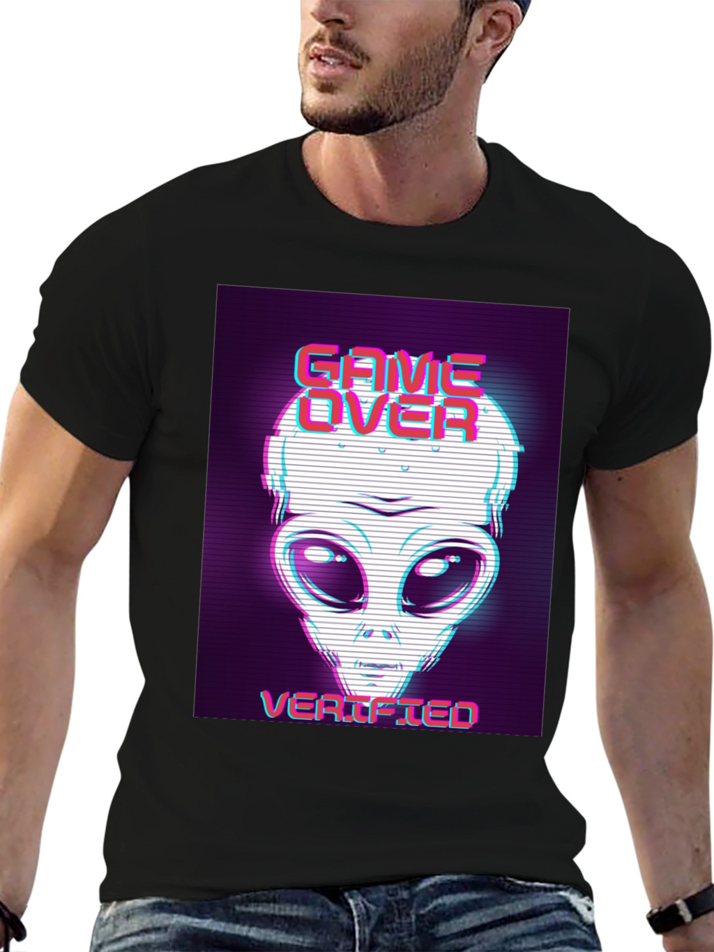 Game Over Alien Verified Black Graphic Tee