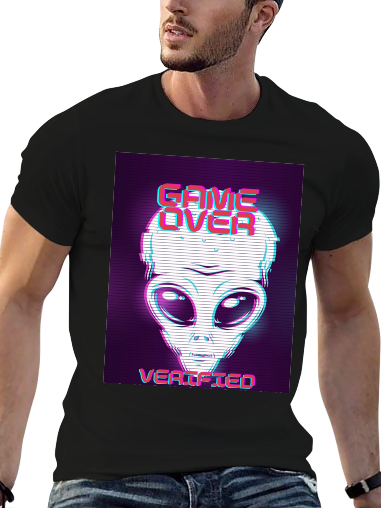 Game Over Alien Verified Black Graphic Tee