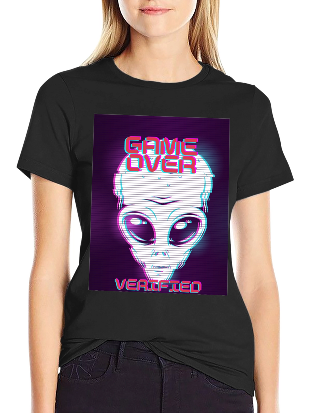 Game Over Alien Verified Black Graphic Tee
