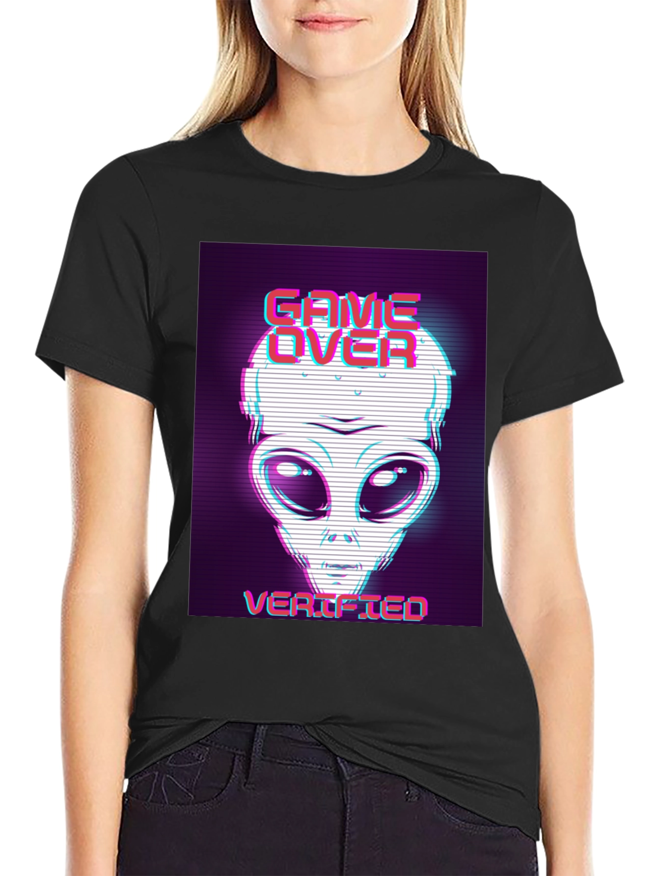 Game Over Alien Verified Black Graphic Tee