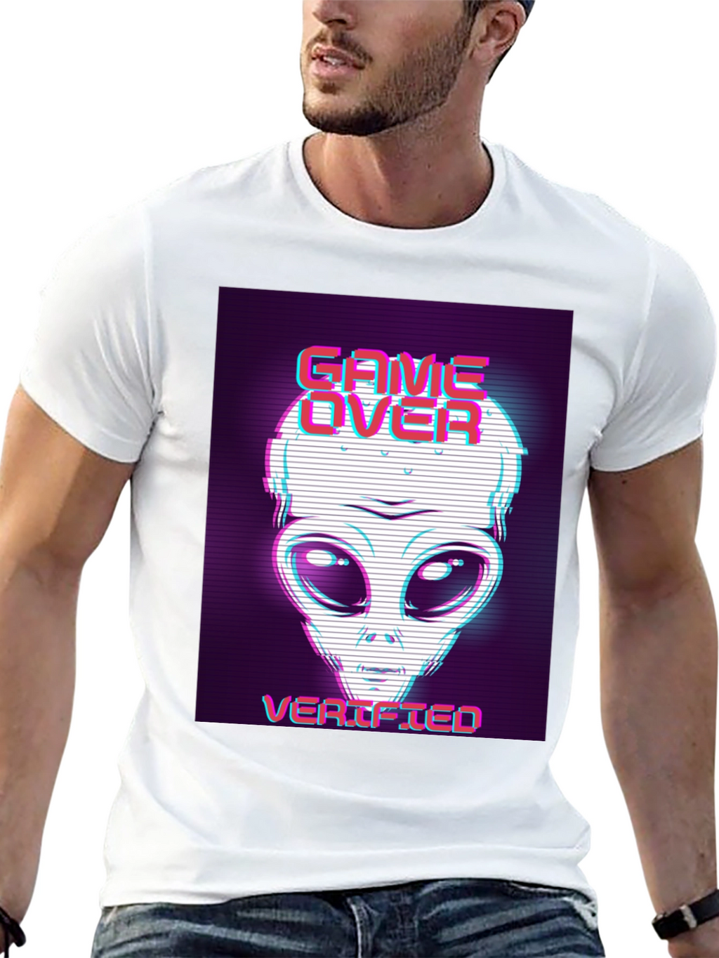 Game Over Alien Verified Black Graphic Tee