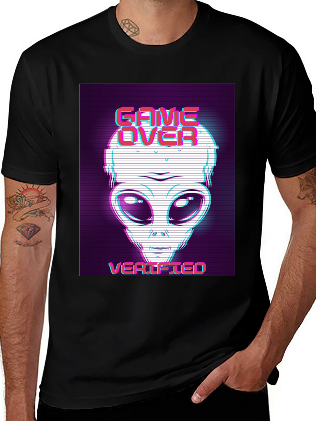 Game Over Alien Verified Black Graphic Tee