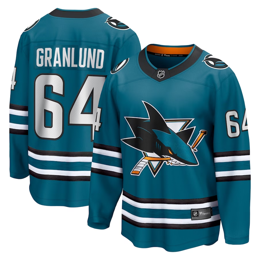 Men's San Jose Sharks Mikael Granlund #64 Teal Home Breakaway Jerseys
