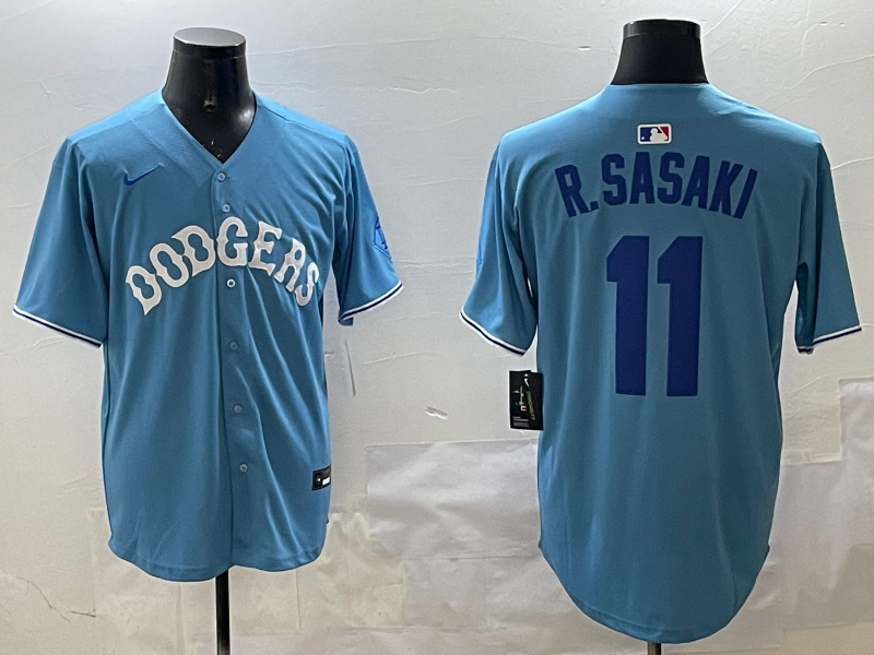 Men's Los Angeles Dodgers Roki Sasaki #11 Light Blue Replica Player Jerseys