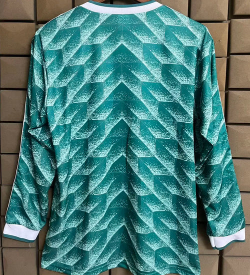 1990 Germany Away Green Retro Long Sleeve Soccer Jersey Back