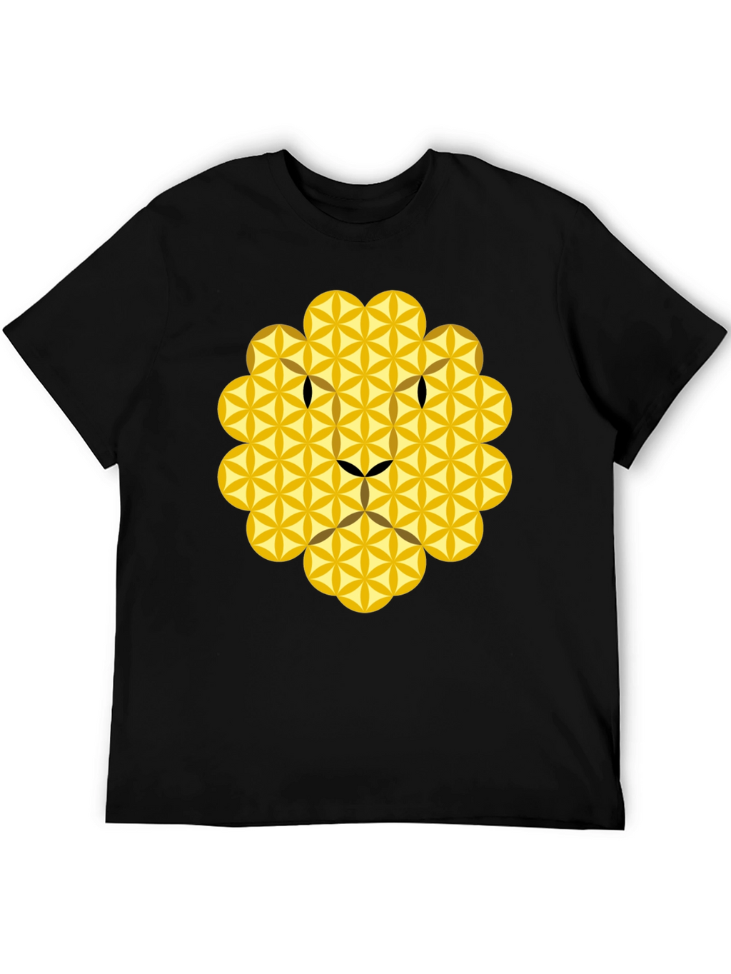 Geometric Lion Graphic Tee - Black