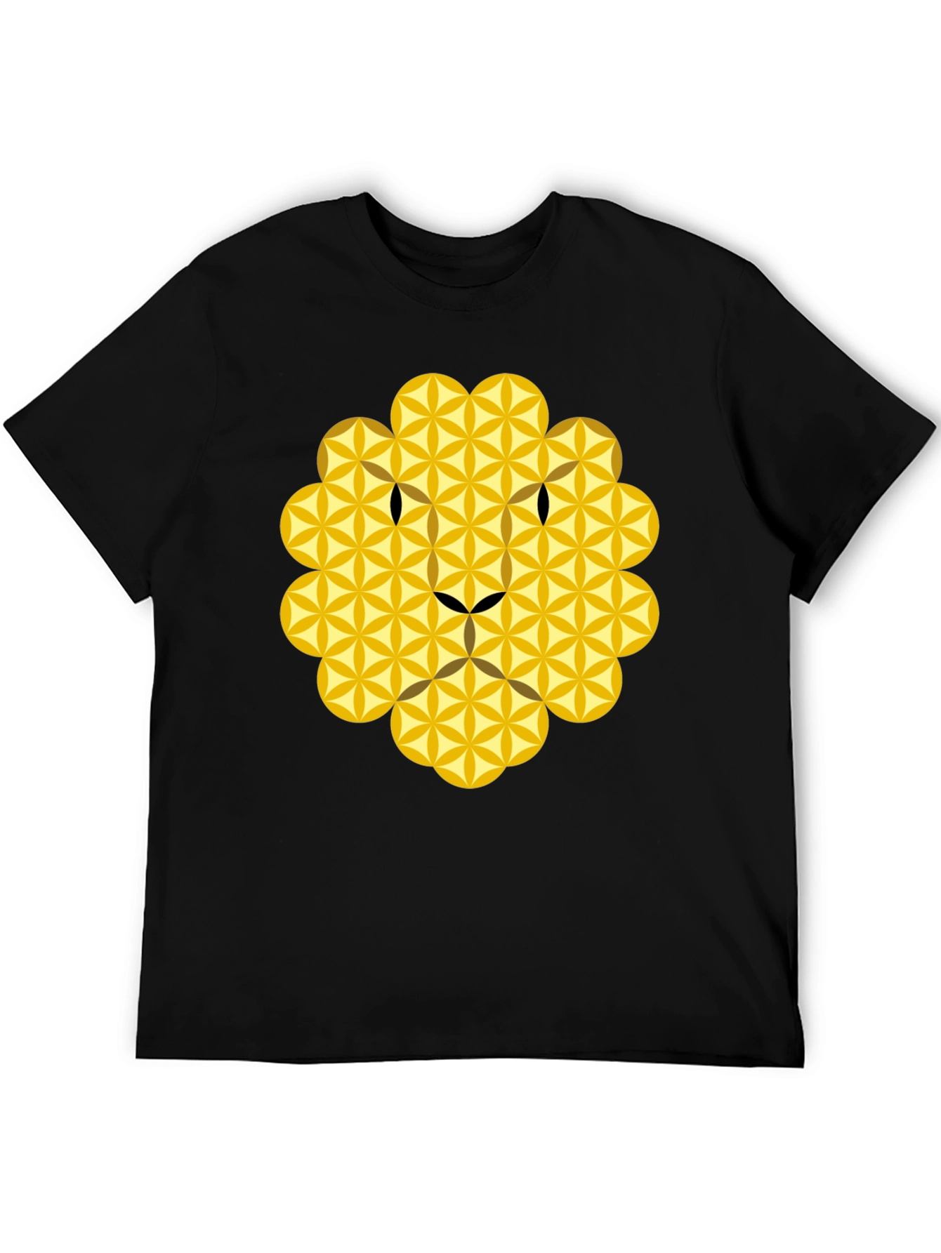 Geometric Lion Graphic Tee - Black