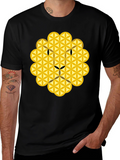 Geometric Lion Graphic Tee - Black